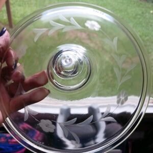 Pyrex Clear Glass Lid with Floral Design